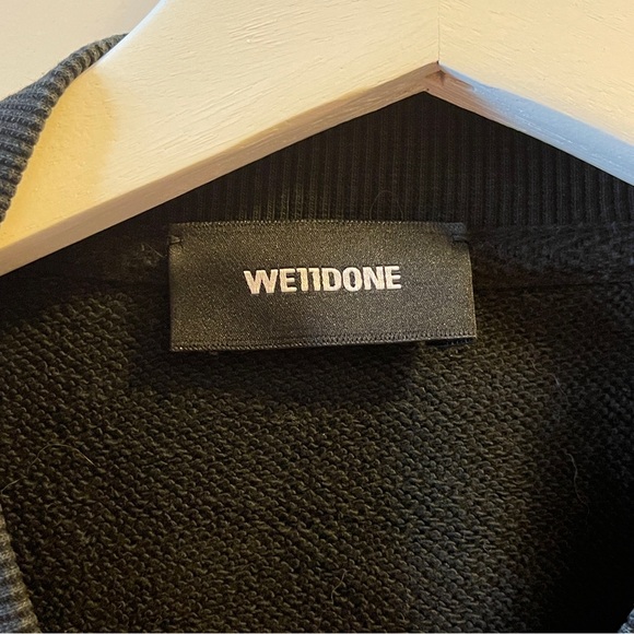 We11done black reflective logo sweatshirt logo print sweater pullover size xs - Picture 9 of 9